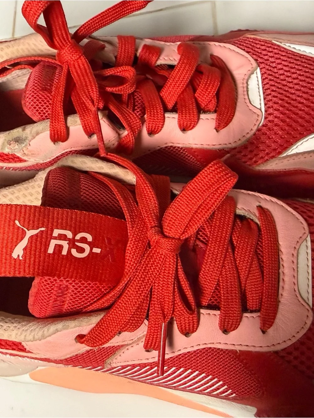 Puma Red Sport Bra and Leggings Set with Red Sneakers